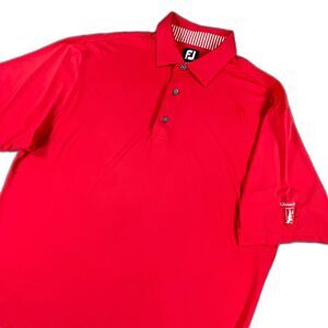 FootJoy Gleneagles Scotland Golf Polo Shirt Red ProDry Athletic Mens Large